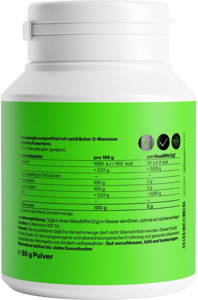 Natural D-Mannose aus Birke Pulver ZeinPharma 50 g