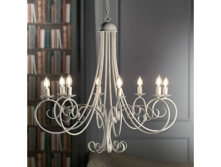 Lustre Pompei - Type E 90 x 150 x 90cm Blanc Matériau : Métal Surface en métal : Brossé Type de métal : Fer E14