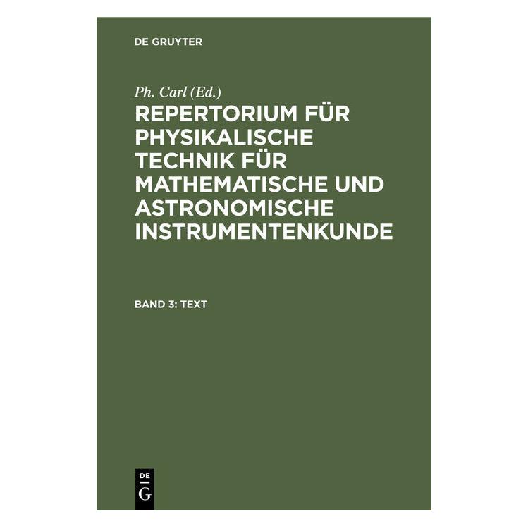 De Gruyter Repertorium für physikalische Technik f (Deutsch, Hardcover) (67826447)