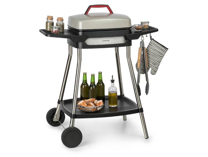 Klarstein Gatsby Grill Barbecue électrique 2000W revêtement antiadhésif - beige & noir