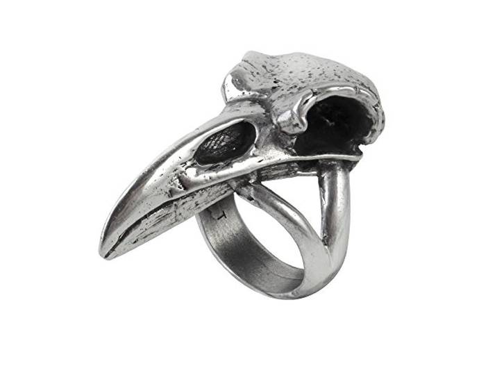 Alchemy Gothic Raven Skull Ring zilverkleurig