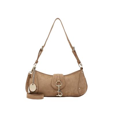 Beuteltasche TAMARIS "Beutel TAS Marina Suede", Damen, Gr. B/H/T: 31cm x 14cm x 3cm, grau (taupe 900), Polyester, Taschen Beuteltasche