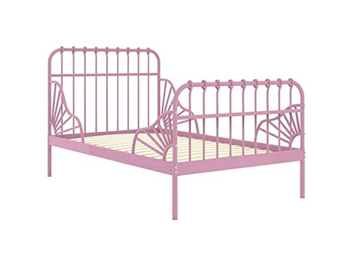vidaXL Ausziehbett Einzelbett Tagesbett Metallbett Bett Bettrahmen Bettgestell Schlafzimmerbett Schlafzimmermöbel Rosa Metall 80x130/200cm