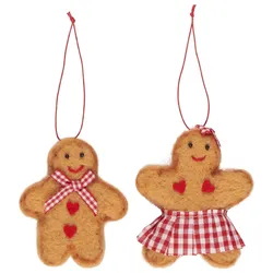 IB Laursen Lebkuchenpärchen Aufhänger aus Filz, 8 x 2 x 10 cm