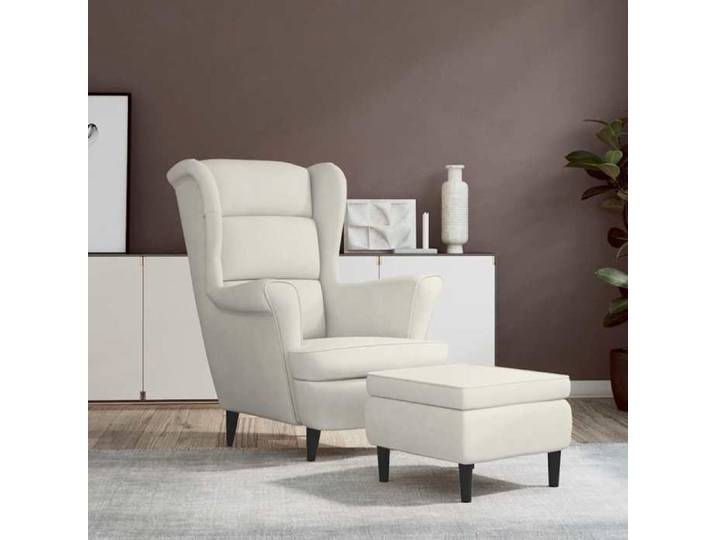Promo 2026  Fauteuil à oreilles 78x90x96 5 cm - Canapé Simple - Tissu respirant - avec tabouret crème velours 8857