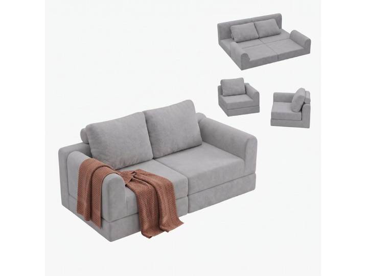 Canapé 2 places convertible 160cm Canapé-lit multifonctionnel Canapé Compressé pour Salon gris flanelle