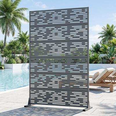 Lirago Metal Privacy Screen Freestanding Outdoor Divider Rust-Proof Galvanized Steel Decorative Fence Panel