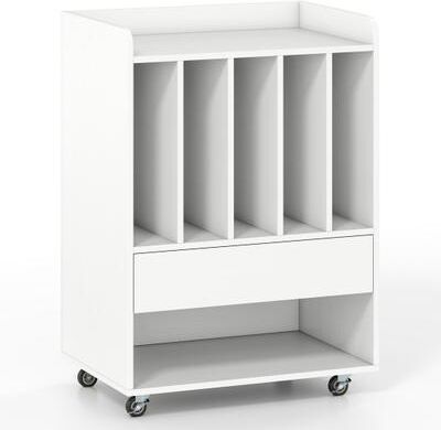 Costway Record Player Stand Turntable Stand with Drawer and Record Holder-White
