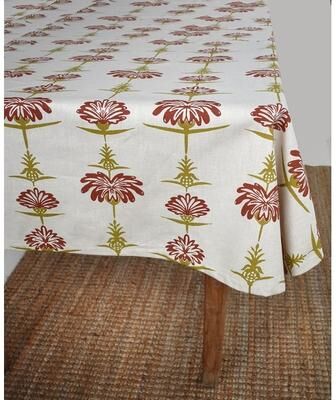 "French Home Tropical Garden 59"" x 78"" Tablecloth - Crimson & Chartreuse"