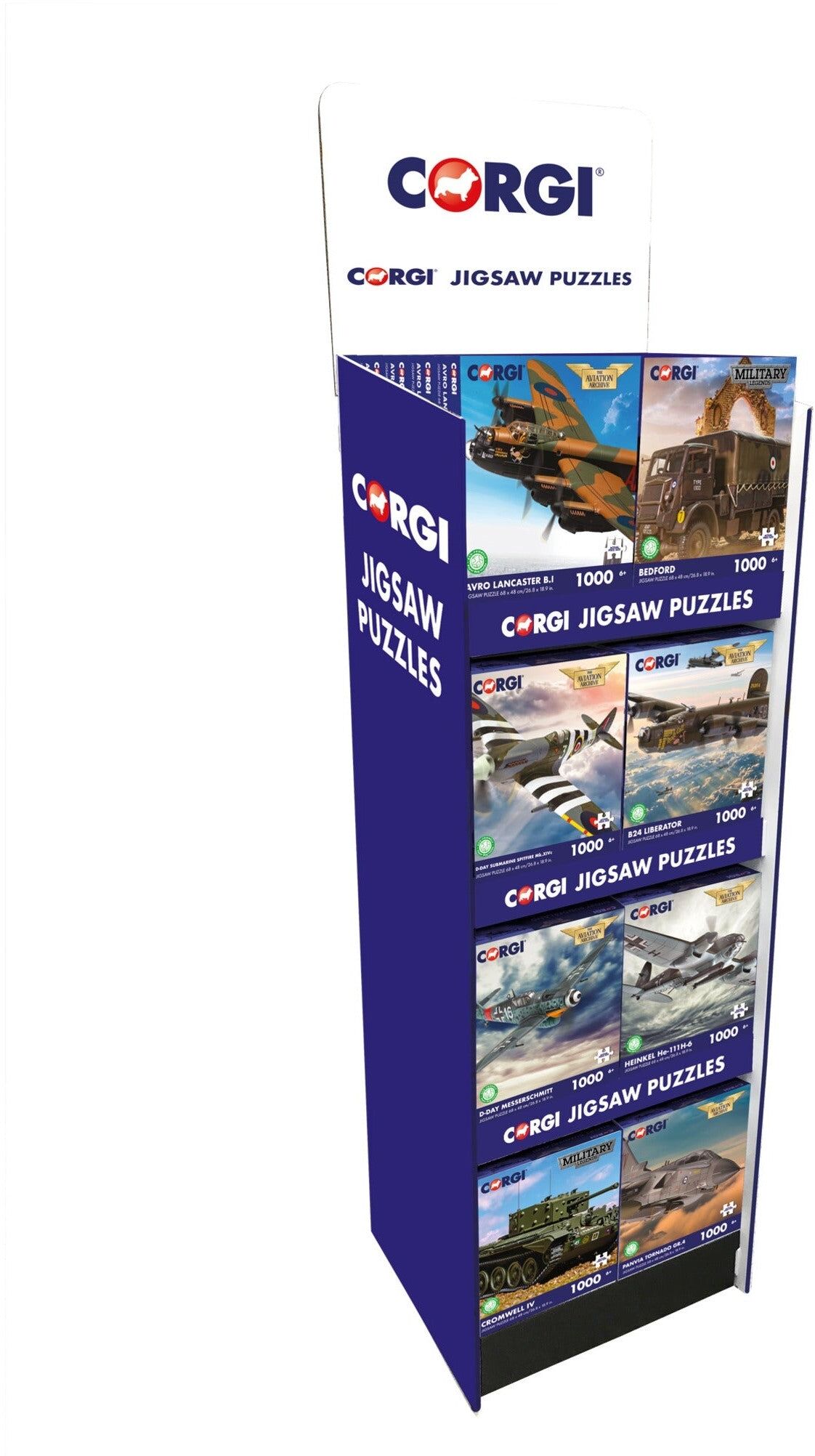 Galison Museum of the Corgi 1000-Piece Jigsaw Puzzle Floor Display - 8 Units for Retailers