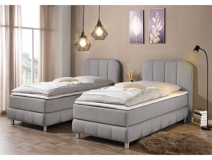 Boxbett HOME AFFAIRE Abtenau inkl. Topper , grau, B:107cm L:207cm, Komplettbetten, Boxbett, inkl. Topper