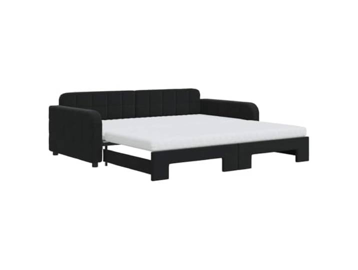 Makastle Ausziehbares Tagesbett mit Matratzen Schwarz Samt 100x200 cm Matratze