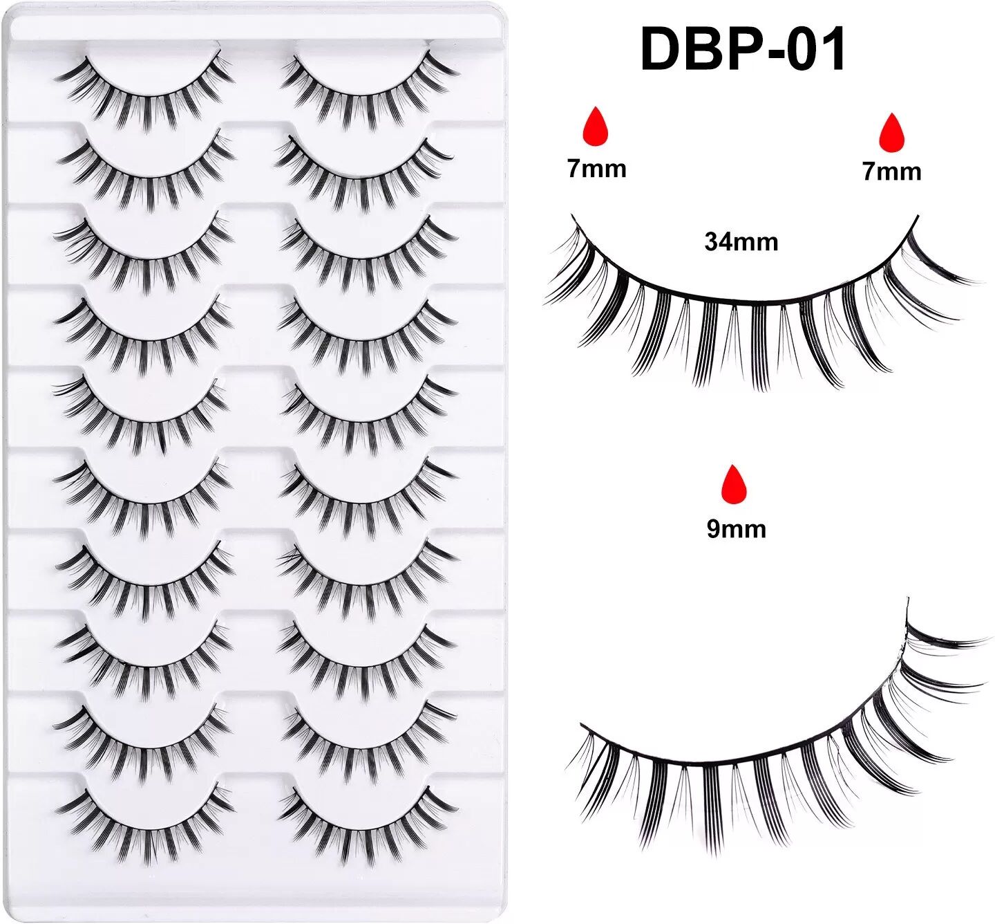 INF 10 Paar Manga Wimpern – Natürliche, leichte und dünne falsche Wimpern
