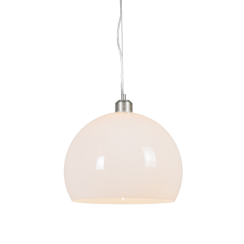 Qazqa Moderne ronde hanglamp Globe - Wit/Zilver - Dimbaar