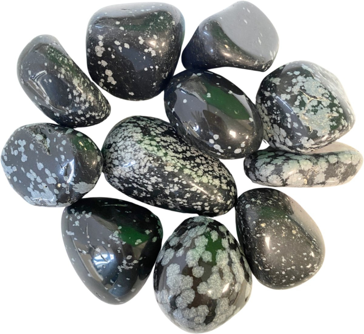 Obsidiaan sneeuwvlok trommelstenen 250 g