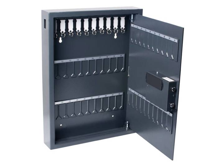 Pavo Armoire à clés haute sécurité avec serrure électronique à code - Capacité 50 clés - Gris foncé