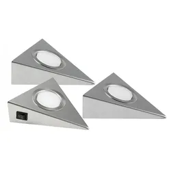 Heitronic LED Unterbaustrahler Genua 3er Set 3000 Kelvin Edelstahl