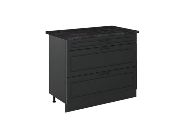 Vicco Küchenunterschrank R-Line, Anthrazit Landhaus/Anthrazit 100 cm MDF-Front · Arbeitsplatte Anthrazit · Höhenverst. Füße · Leichter Zugriff · Frei kombinierbar