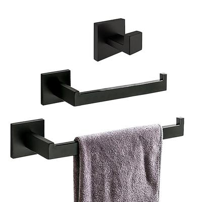 Badezimmer-Accessoire-Set neues Design umfassen Kleiderhaken Toilettenpapierhalter und Handtuchhalter antik an der Wand montiert mattschwarz 3pcs