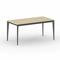 Bürotisch PRIMO ACTION 160x80 cm, schwarzes Metallgestell, Birke