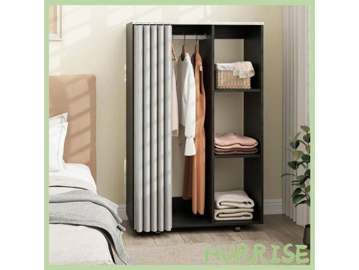 Cocosity Armoire Penderie Vêtement Dressing Mobile 4 Roulettes Tringle À Vêtements Et Étagères Ouvertes 80 X 40 X 128 Cm Noir