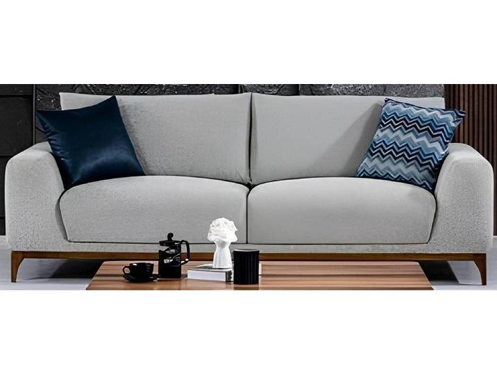 Xlmoebel 3-Sitzer Elegantes graues Textil-Sofa mit klarer Linienführung, Sofa 3-Sitzer, Hergestellt in Europa
