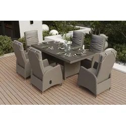 OUTFLEXX Vigo Garten-Essgruppe, 6 Personen, inkl. Kissen, 200x95cm, Polyrattan
