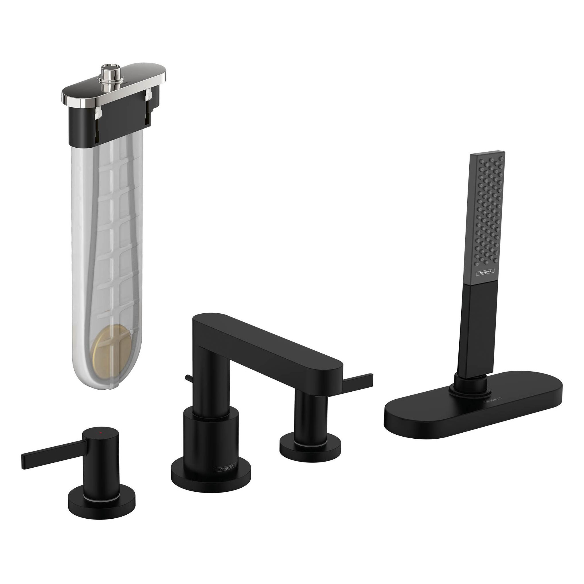 hansgrohe Finoris 4-Loch Wannenrandarmatur mit sBox (mattschwarz) (76444670)