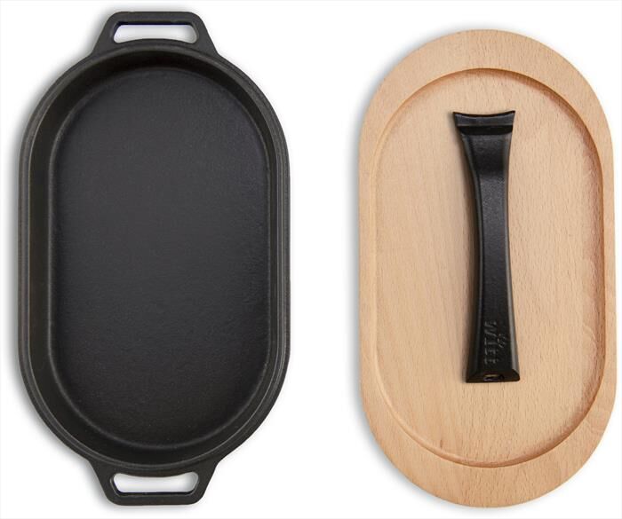 WITT Padella In Ghisa Con Base In Legno-black