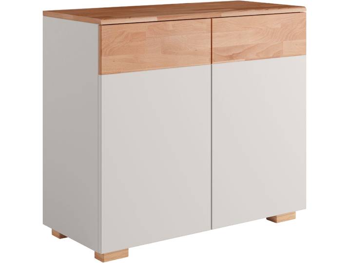 Kommode OTTO HOME Citra teilmassiv , grau (kernbuche und grau), B:90cm H:80cm T:40cm, Sideboards, Kommode, Breite 90cm,moderne grifflose Optik mit push to open Funktion