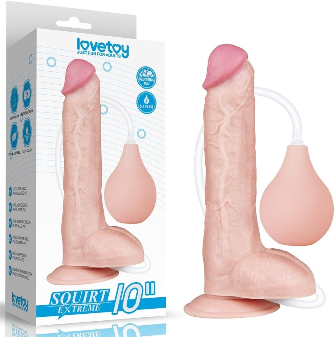 Lovetoy Gode Ventouse avec Testicules qui Ejacule - 26 cm