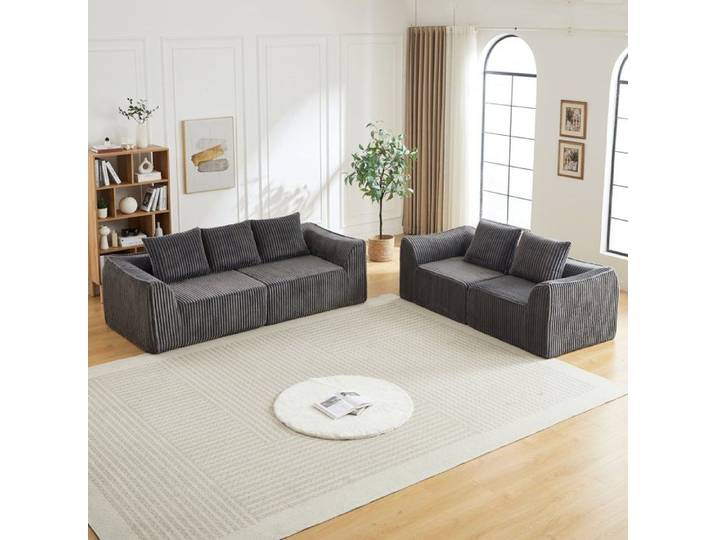 TOPESCT - Canapé modulaire 5 pièces - Aucun assemblage requis -coussins - pour Salons appartements -gris - Minimalisme