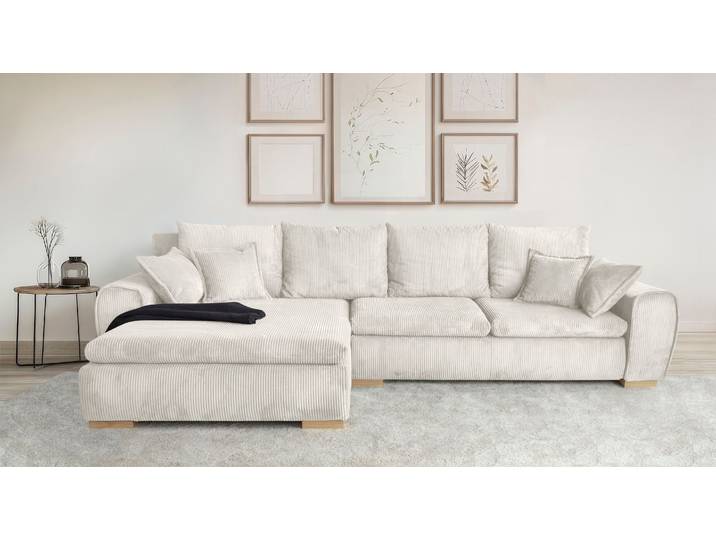 Ecksofa HOME AFFAIRE Katja L-Form, B: 325 cm - OTTO. Verlässliche Qualität. , beige (creme), B:325cm T:183cm, 100% Polyester, Sofas, Ecksofa, Schlaffunktion, Bettkasten & 4 Zierkissen