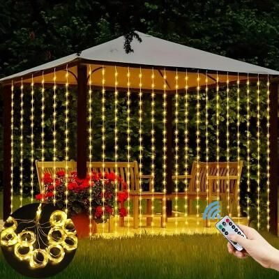 Uplift Picks USB LED Curtain String Lights With Remote For Holiday Decor warm usb 3mx3m 300 Led