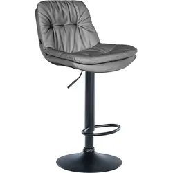 CLP Barhocker Laurel Kunstleder schwarz - Farbe: grau, Gestellmaterial: Metall matt schwarz