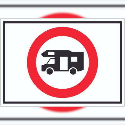 HB-Druck Wohnmobil Durchfahrt verboten Symbol Aufkleber A3 (297x420mm)