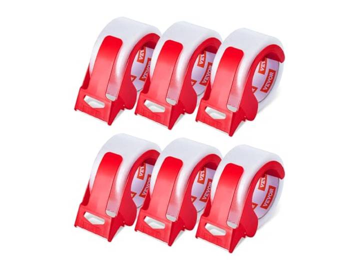 VEVOR Transparante verpakkingstape, 76,2 mm kern, set van 6 47,8 mm x 59,436 m verpakkingstape met dispenser, 0,068 mm high-performance tape, ideaal voor verhuizingen, opslag en verpakking, verzending