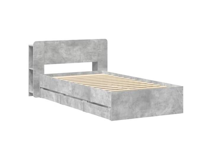 SKTQYQO Bettgestell mit Stauraum, Zementgrau, 75 x 190 cm Technisches Holz, integrierte Schubladen, modernes Design, Kapazität 140 kg