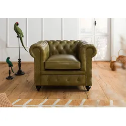 Sessel Echtleder 105x82x75 grün CHESTERFIELD #302