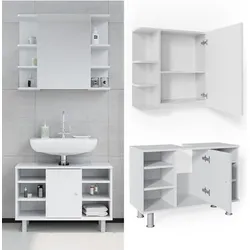 Vicco Badmöbel Set Badezimmer Möbel Fynn Spiegelschrank Waschbeckenunterschrank