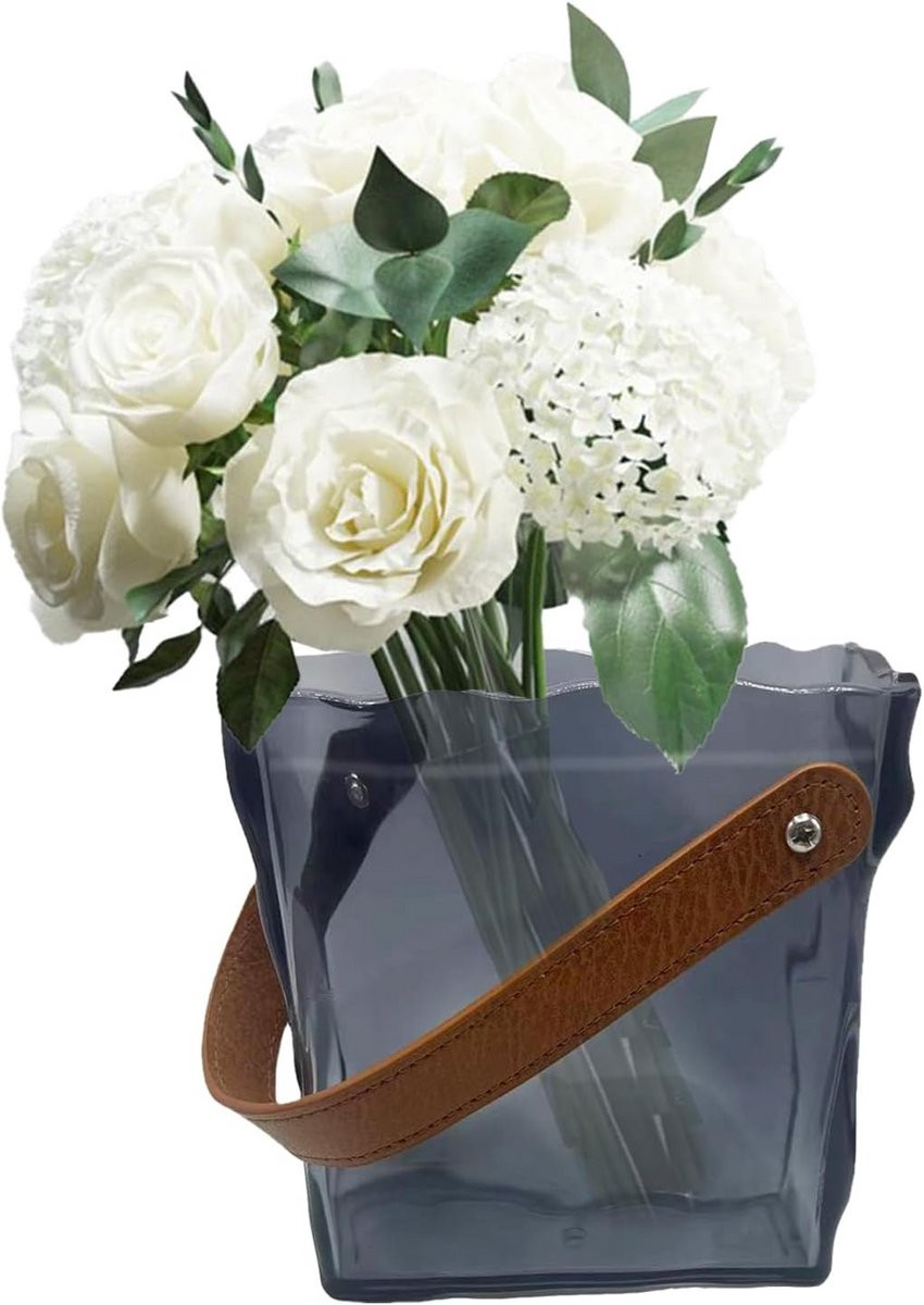 Glazen Handtas Vaas - Decoratieve Bloemenvaas met Handvat