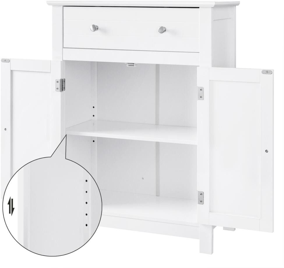 Badregal VASAGLE, weiss (weiß), B:60cm H:80cm T:30cm, MDF, Regale, Badregal weiß B/H/T: 60cm x 80cm x 30cm
