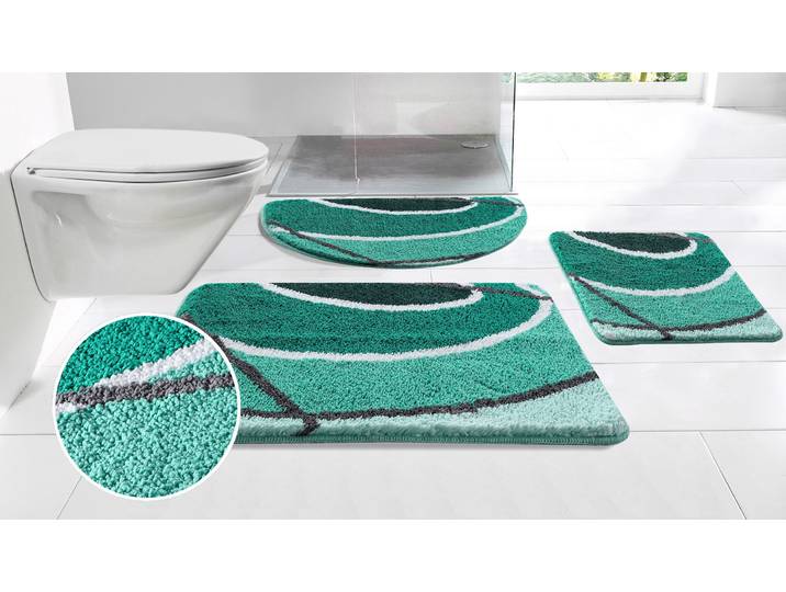 Badematte GOODPRODUCT Juna mit Muster, Badvorleger, Badezimmer Teppich, Duschvorleger Gr. 5, blau (petrol), H:20mm, Polyester, Badematten, Badematte, besonders weich, Design, Badematten, Badteppich