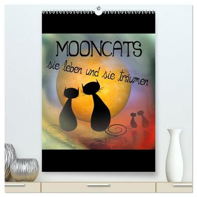 Mooncats - sie leben und sie träumen (hochwertiger Premium Wandkalender 2027 DIN A2 hoch), Kunstdruck in Hochglanz