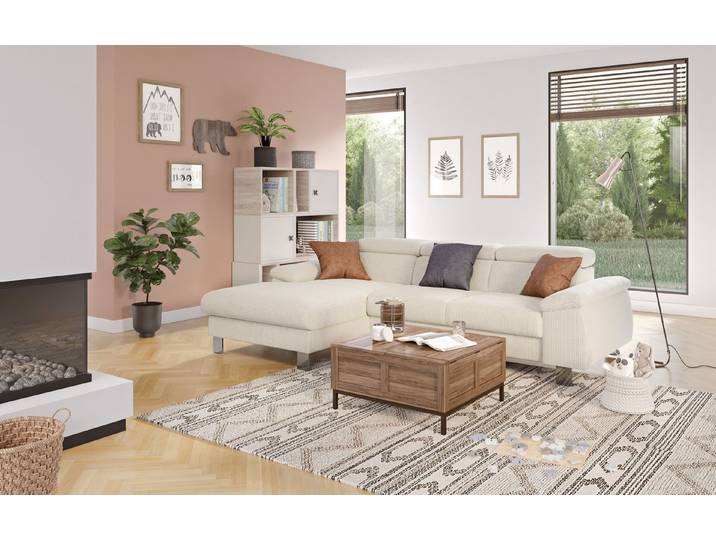 COTTA Ecksofa Micky Rib-Cord, mit Schlaffunktion, Bettkasten und Cord-Stoff