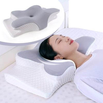Handpicked Choices ErgoButterfly Cervical Memory Foam Pillow For Neck Pain Relief And Orthopedic Sleep Support gray