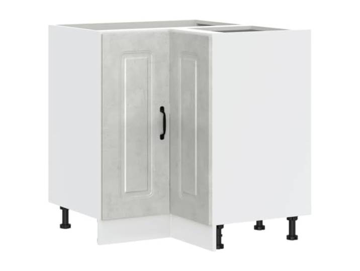 Helloshop26 Eckschrank für die Küche, modern, mit praktischen Türen, 75,5 x 75,5 x 81,5 cm, aus Holz, Betongrau, 02_0049934