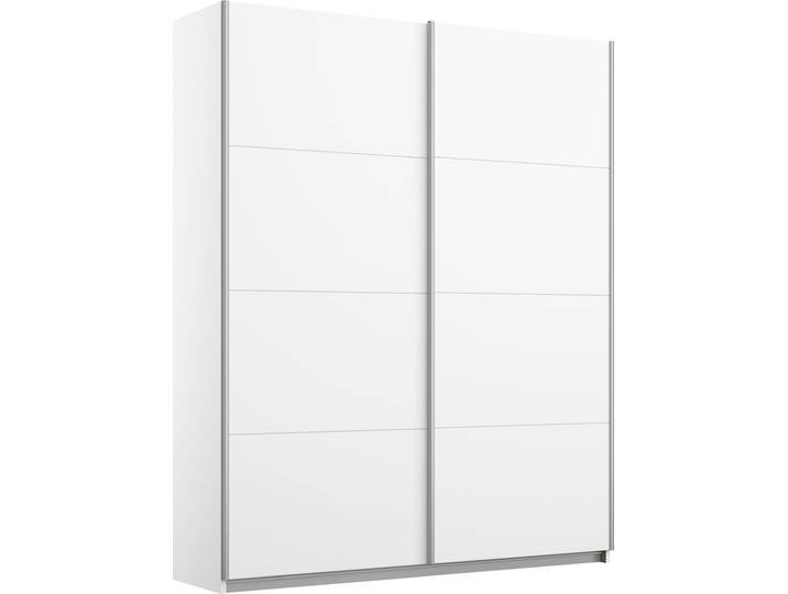 Schwebetürenschrank GOODPRODUCT Kleiderschrank Schrank Garderobe Schlafzimmerschrank THANOS , weiss (alpinweiß), B:136cm H:197cm T:62cm, Holzwerkstoff, Schränke, Schwebetürenschrank, Optional mit Spiegel, Metall-Griffleisten alufarben MADE IN GERMANY