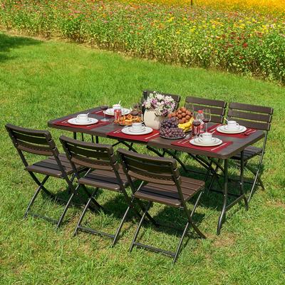 Klapptisch GARDEN PLEASURE "Tabora", schwarz (holzoptik, schwarz), B:74,5cm H:73cm T:180cm, Tische, Klapptisch