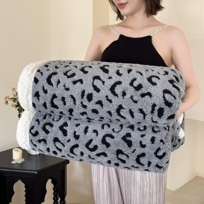 Shop Station Luxury Leopard Print Blanket Soft Lambswool Throw Blanket For Sofa, Bed & Cozy All Season Comfort white 27.56 39.37 In